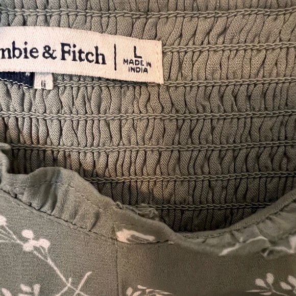 Abercrombie & Fitch Sage Floral Ivy Ruffle Mini Dress | Size L | Pockets - Picture 8 of 9